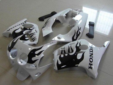 1988-1989 Honda CBR250RR MC19 Motorcycle Fairings - White Glossy Black Flame