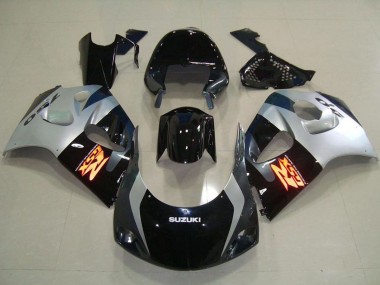 1996-2000 Suzuki GSXR 750 Abs Motorcycle Fairings - Glossy Black Silver