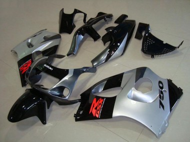 1996-2000 Suzuki GSXR 750 Motorcycle Fairings - Glossy Black Silver