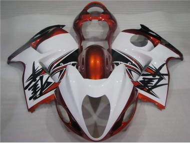 1996-2007 Suzuki GSXR 1300 Hayabusa Motorcycle Fairings - White Orange Black