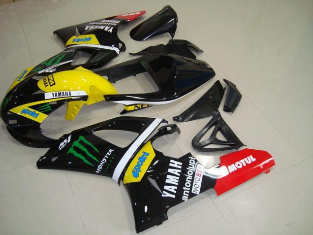 2000-2001 Yamaha YZF R1 Motorcycle Fairings - Glossy Black Yellow White Red Monster Motul