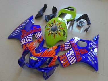 2001-2003 Honda CBR600 F4i Motorcycle Fairings - Yellow Blue Orange Rossi 46