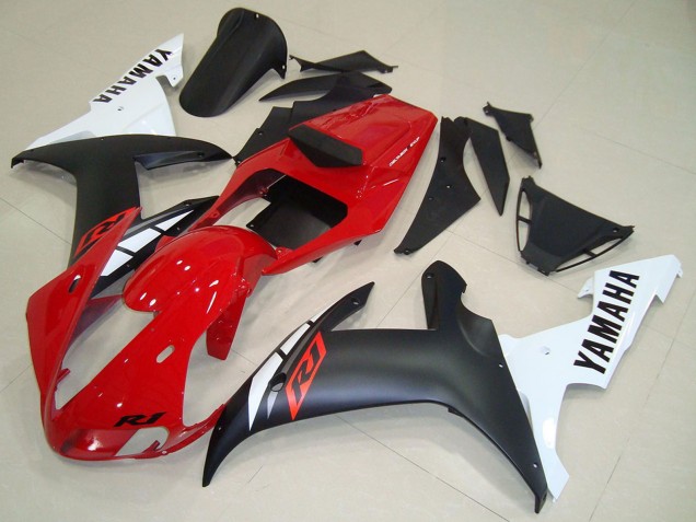 2002-2003 Yamaha YZF R1 Motorcycle Fairings - Red White Matte Black