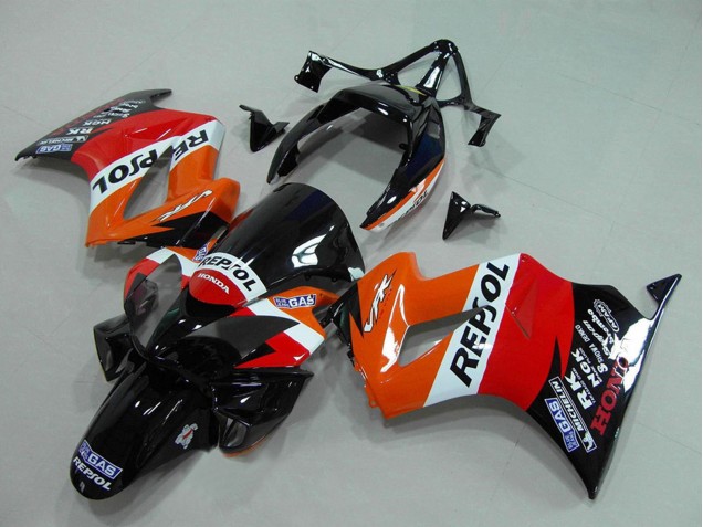 2002-2013 Honda VFR 800 Motorcycle Fairing - Orange White Red Glossy Black Repsol
