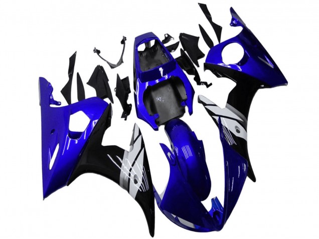 2003-2004 Yamaha YZF R6 Motorcycle Fairings - Blue White Glossy Black