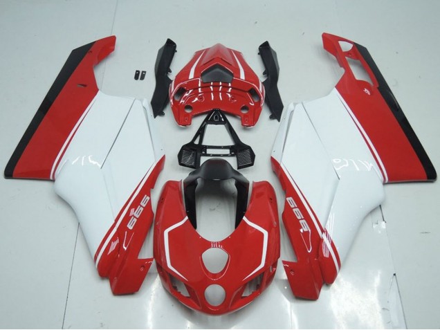 2005-2006 Ducati 999 Motorcycle Fairings - White Red Glossy Black