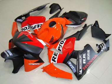 2005-2006 Honda CBR600RR Motorcycle Fairings - Orange Red White Matte Black Repsol Racing