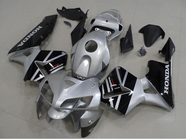 2005-2006 Honda CBR600RR Motorcycle Fairings - Silver Glossy Black