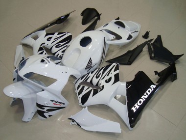 2005-2006 Honda CBR600RR Motorcycle Fairings - White Black Flame