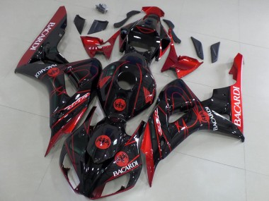 2006-2007 Honda CBR1000RR Motorcycle Fairings - Red Glossy Black Bacardi