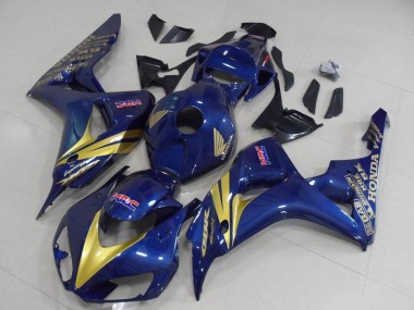 2006-2007 Honda CBR1000RR Motorcycle Fairings - Dark Blue Gold Stripe