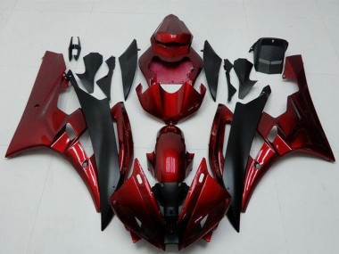 2006-2007 Yamaha YZF R6 Motorcycle Fairing Kits - Red Matte Black