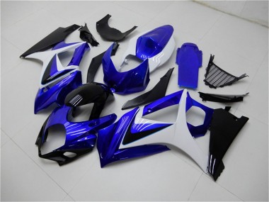 2007-2008 Suzuki GSXR 1000 Motorcycle Fairings - White Blue Black No Decal
