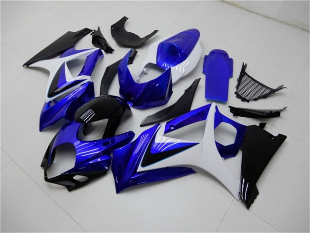2007-2008 Suzuki GSXR 1000 Motorcycle Fairings - White Blue Black No Decal