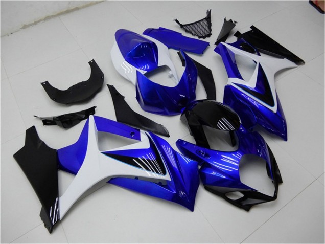 2007-2008 Suzuki GSXR 1000 Motorcycle Fairings - White Blue Black No Decal