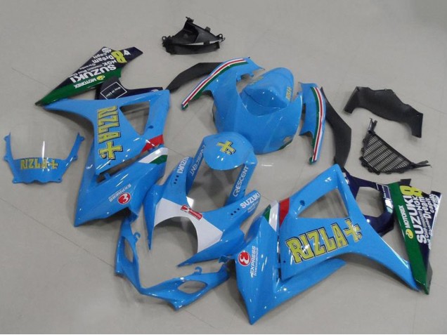 2007-2008 Suzuki GSXR 1000 Motorcycle Fairings - Blue White Yellow Black Rizla