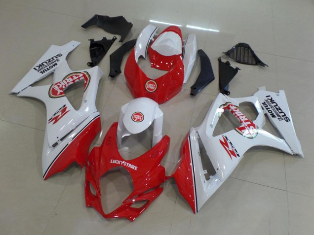 2007-2008 Suzuki GSXR 1000 Motorcycle Fairing - White Red Lucky Strike