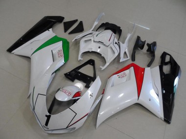 2007-2014 Ducati 848 1098 1198 Motorcycle Fairings - Glossy White Red Green Glossy Black