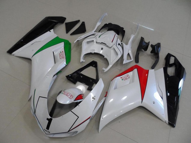 2007-2014 Ducati 848 1098 1198 Motorcycle Fairings - Glossy White Red Green Glossy Black