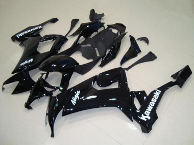 2008-2010 Kawasaki ZX10R Motorcycle Fairing - Glossy Black White Decal