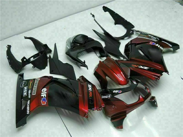 2008-2012 Kawasaki EX250 Motorcycle Fairings - Glossy Black Maroon Red