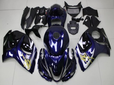 2008-2020 Suzuki GSXR 1300 Hayabusa Motorcycle Fairings - Dark Blue White Gold