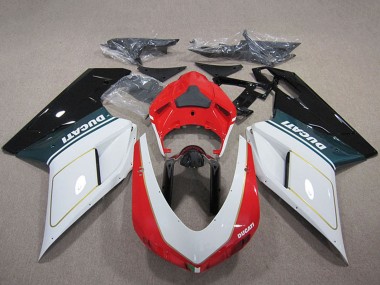 2007-2014 Ducati 848 1098 1198 Motorcycle Fairing Kits - White Red Glossy Black