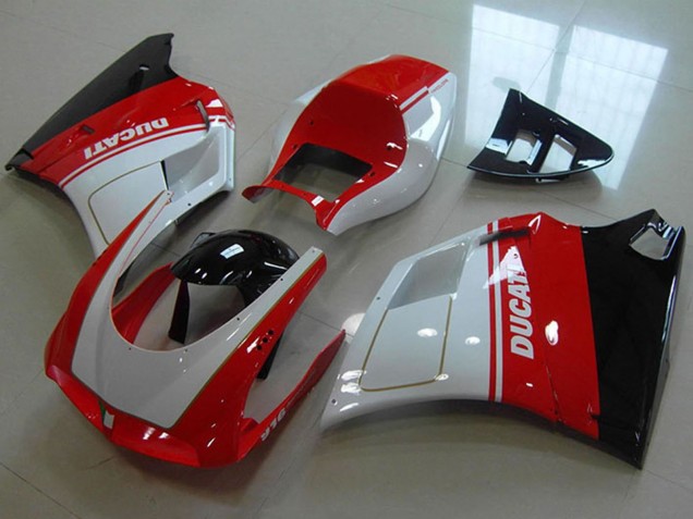 1993-2005 Ducati 916 Motorcycle Fairings - White Red Glossy Black