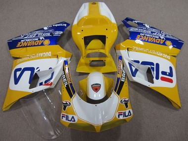 1993-2005 Ducati 748 Motorcycle Fairings - Yellow White Blue Fila