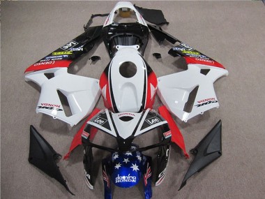 2005-2006 Honda CBR600RR Motorcycle Fairings - White Red Blue Black Star Lee