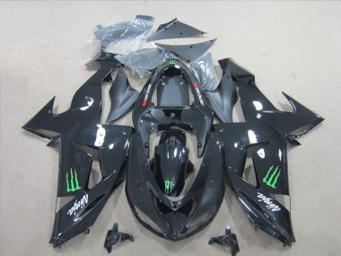 2006-2007 Kawasaki ZX10R Motorcycle Fairings - Glossy Black Green Monster