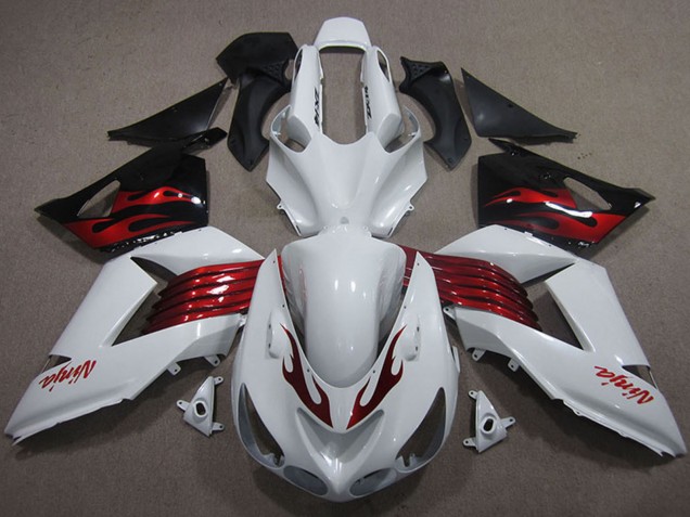 2006-2011 Kawasaki ZX14R ZZR1400 Motorcycle Fairings - White Red Black