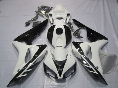 2006-2007 Honda CBR1000RR Motorcycle Fairings - White Glossy Black OEM Style No Decals