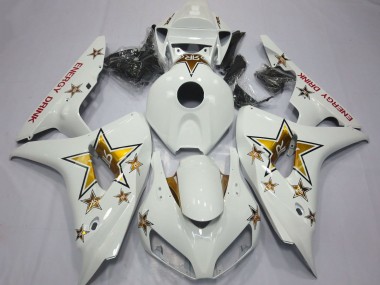 2006-2007 Honda CBR1000RR Motorcycle Fairings - White Gold Star Energy Drink