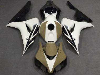 2006-2007 Honda CBR1000RR Motorcycle Fairings - White Tan Glossy Black