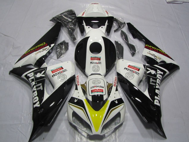 2006-2007 Honda CBR1000RR Motorcycle Fairings - White Yellow Red Glossy Black Denso PlayBoy