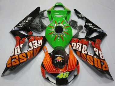 2006-2007 Honda CBR1000RR Motorcycle Fairings - Green Orange Glossy Black Rossi 46