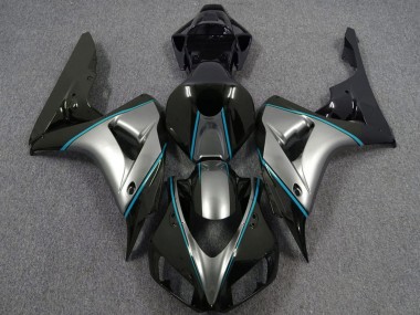 2006-2007 Honda CBR1000RR Motorcycle Fairings - Silver Blue Glossy Black Pinstripe