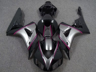 2006-2007 Honda CBR1000RR Motorcycle Fairings - Silver Pink Glossy Black Pinstripe