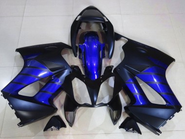 2002-2013 Honda VFR 800 Motorcycle Fairings - Glossy Blue Matte Blue Matte Black