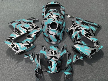 2002-2013 Honda VFR 800 Motorcycle Fairings - Teal Camouflage