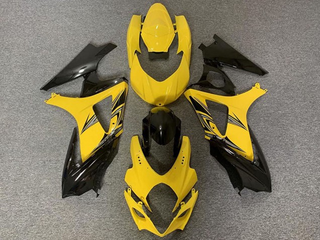 2007-2008 Suzuki GSXR 1000 Motorcycle Fairings - Yellow Glossy Black
