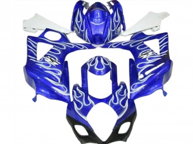 2007-2008 Suzuki GSXR 1000 Motorcycle Fairings - Blue White Flame