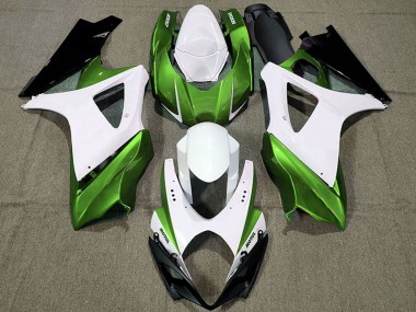2007-2008 Suzuki GSXR 1000 Motorcycle Fairings - White Green Black