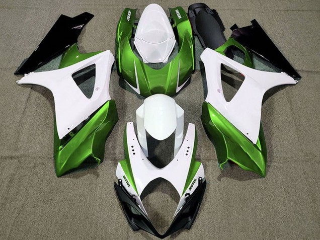 2007-2008 Suzuki GSXR 1000 Motorcycle Fairings - White Green Black