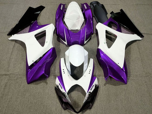 2007-2008 Suzuki GSXR 1000 Motorcycle Fairings - White Purple Black