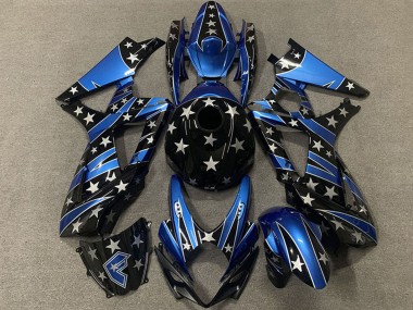2007-2008 Suzuki GSXR 1000 Motorcycle Fairings - Blue Glossy Black Star