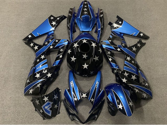 2007-2008 Suzuki GSXR 1000 Motorcycle Fairings - Blue Glossy Black Star