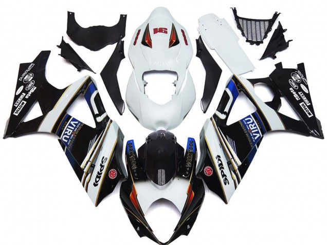 2007-2008 Suzuki GSXR 1000 Motorcycle Fairings - White Blue Red Black Viru