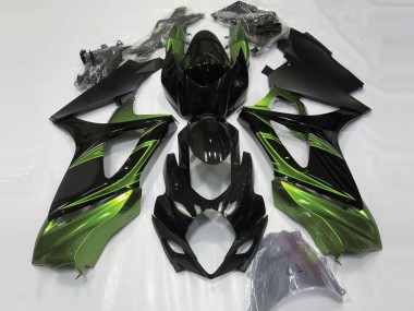 2007-2008 Suzuki GSXR 1000 Motorcycle Fairings - Glossy Black Green
